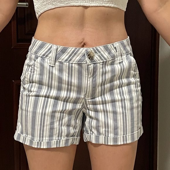 blue and white line shorts. Only wore once. - Picture 2 of 4